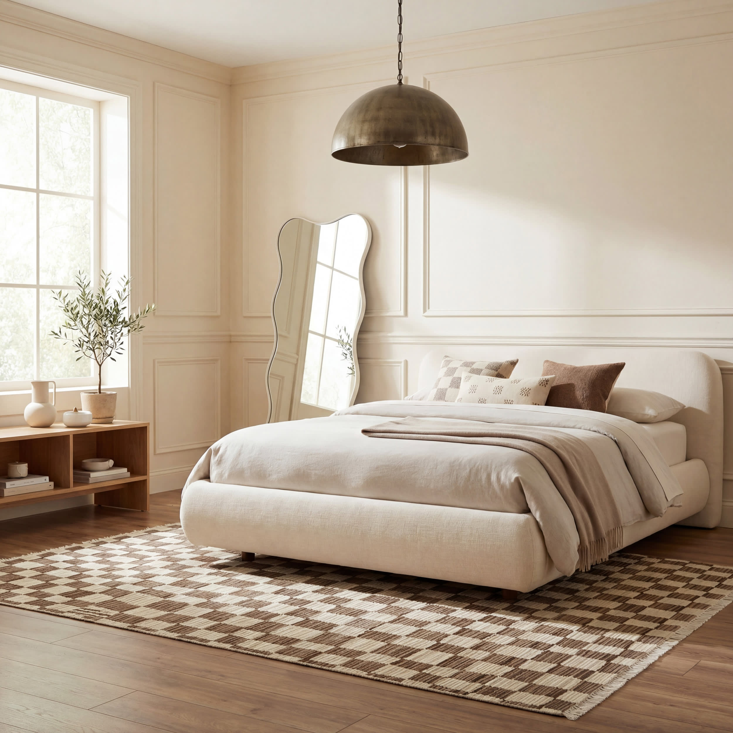 Rasali Checkered Box Rug | Brown