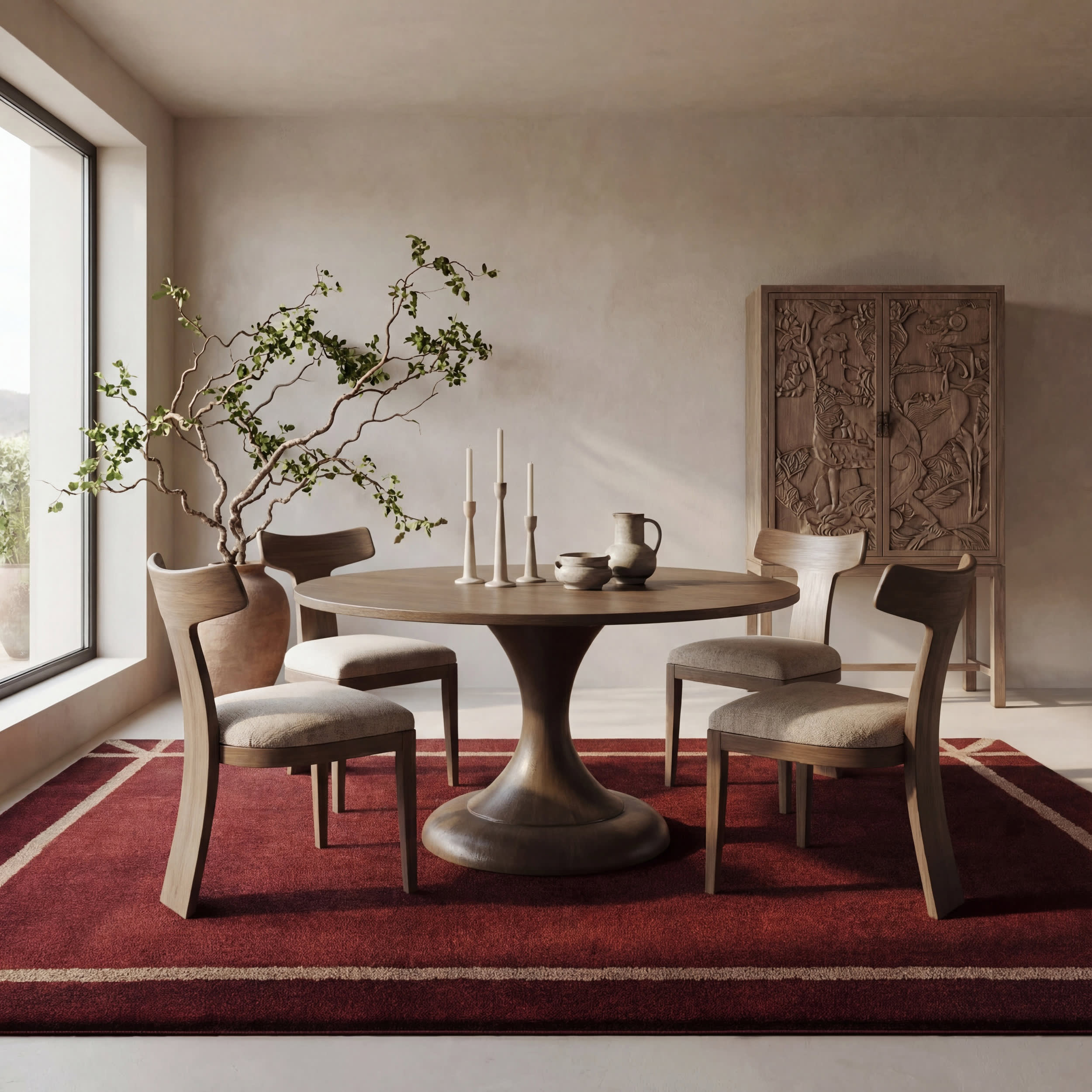 Sivra Bordered Rug | Maroon