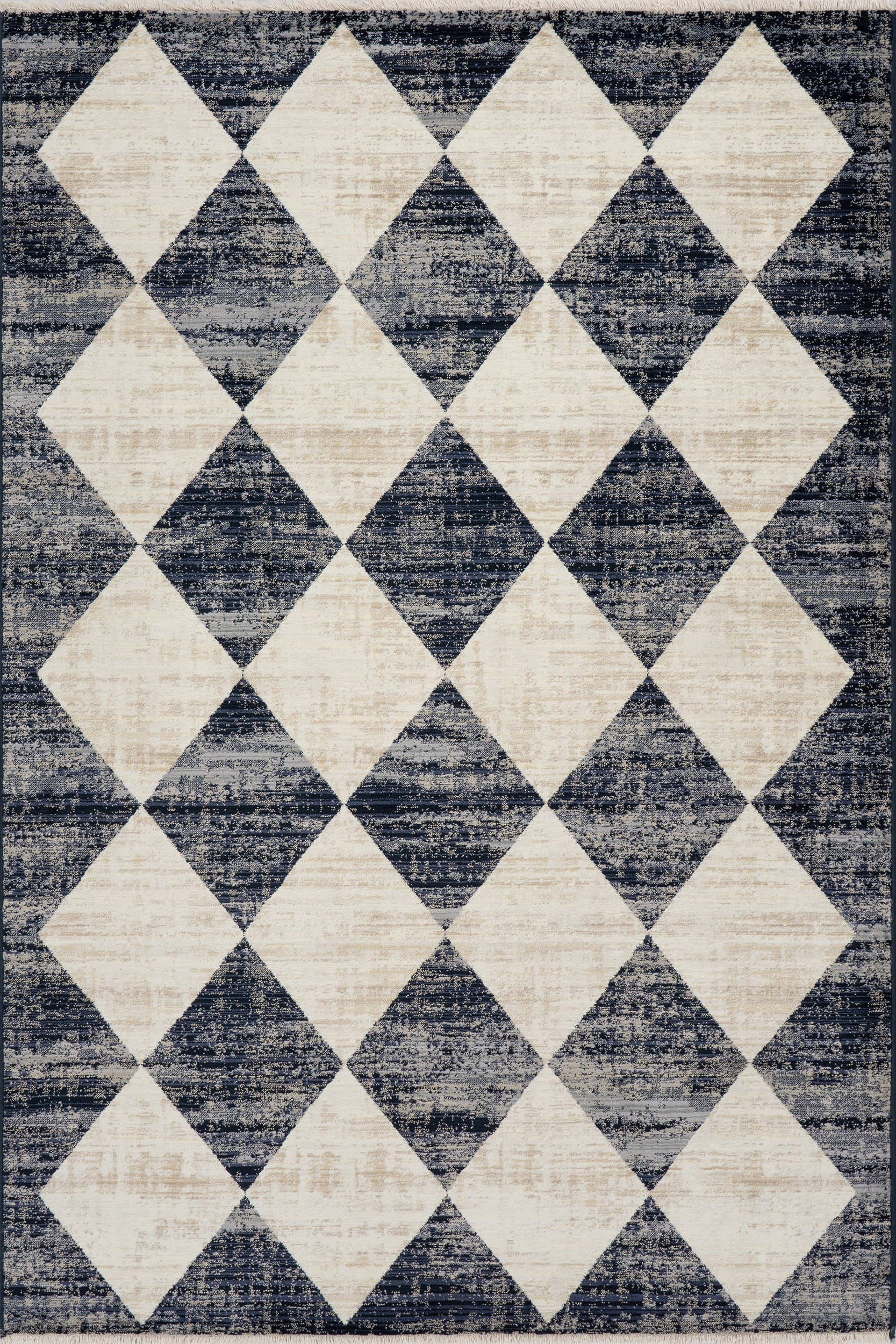 Vanni Checkered Fringed Rug | Navy Image secondaire du produit