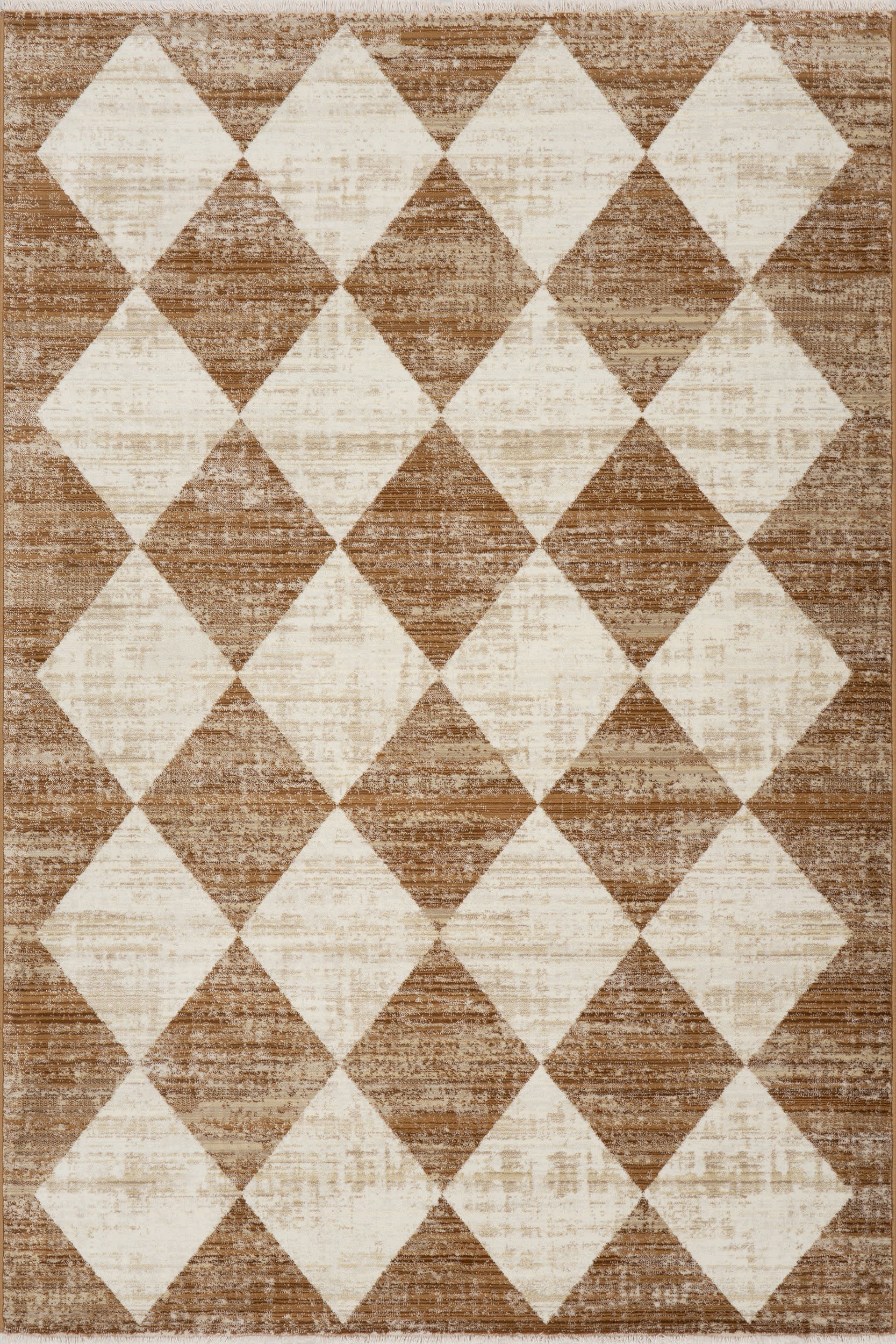 Vanni Checkered Fringed Rug | Tan Image secondaire du produit