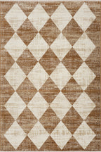 Vanni Checkered Fringed Rug | Tan