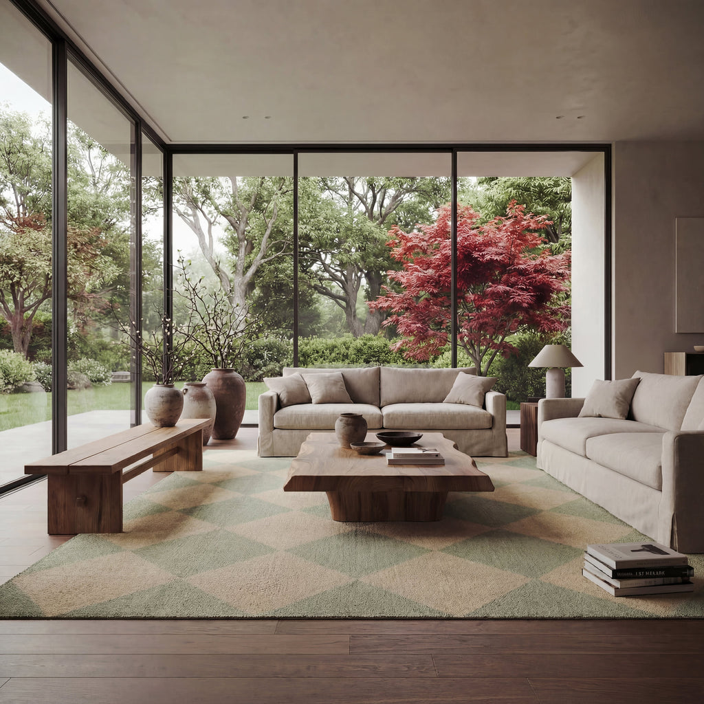Tova Tufted Diamond Rug | Green