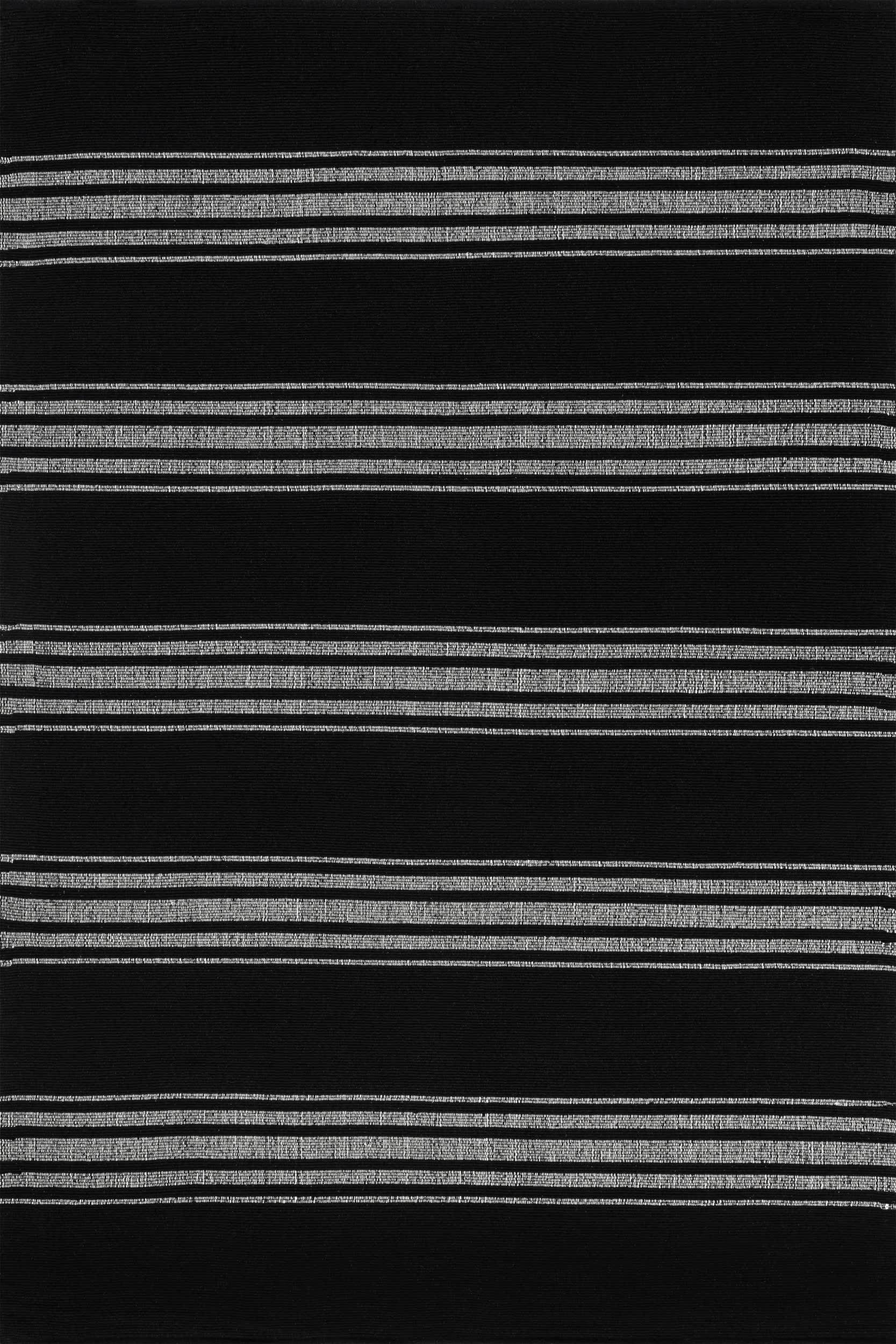 Bergamot Striped Cotton Rug | Black Main image