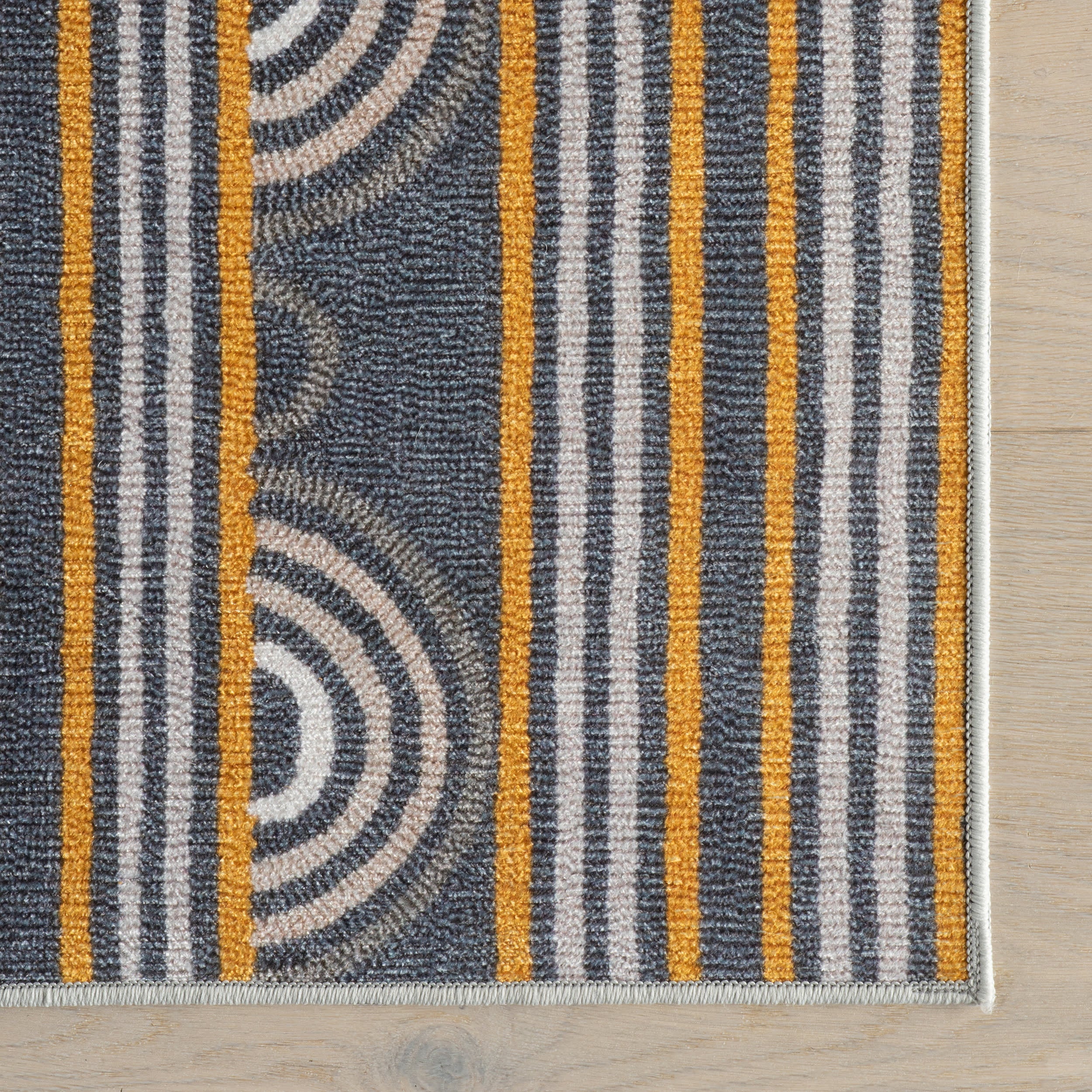 Button Machine Washable Rug | Grey