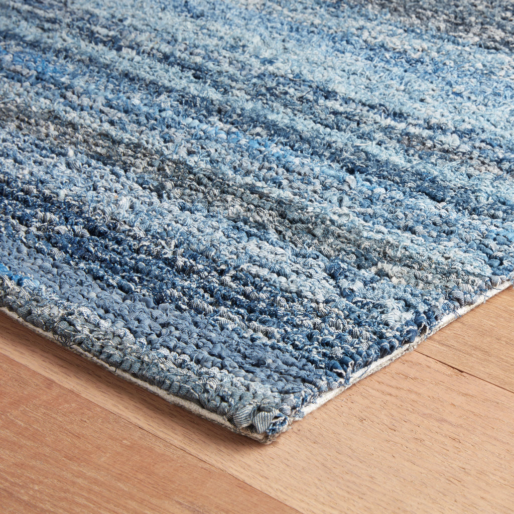 Denim Chindi Hand Hooked Cotton Rug | Blue