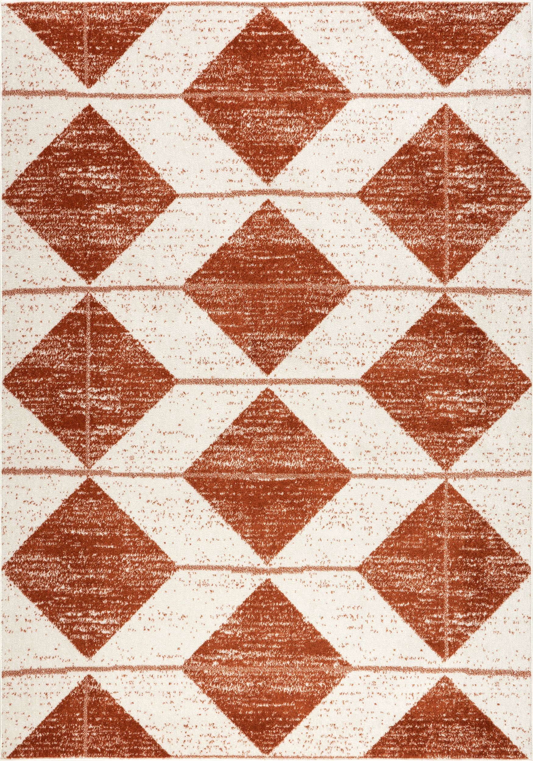 Kaydence Striped Diamonds Rug | Brick