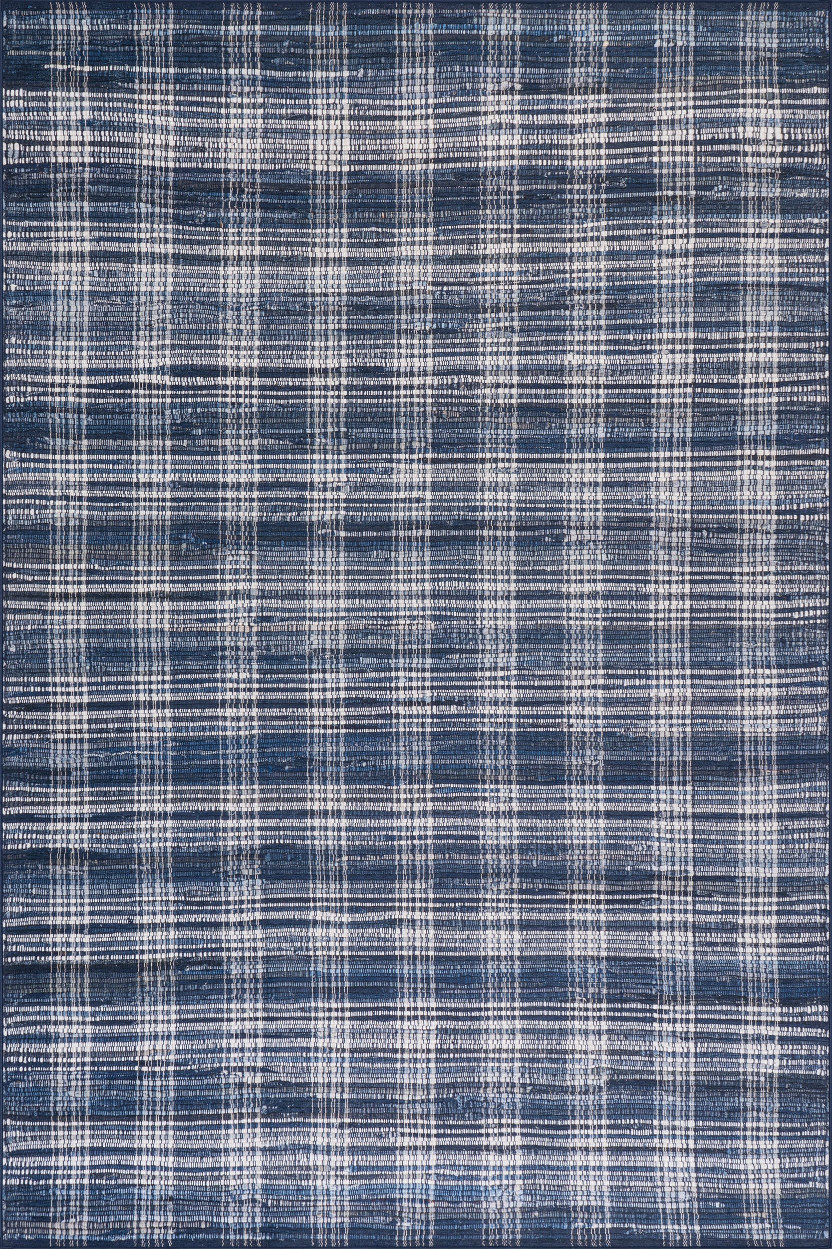 Denim Plaid Machine Washable Rug | Blue Image principale du produit