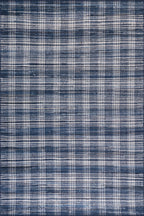 Denim Plaid Machine Washable Rug | Blue