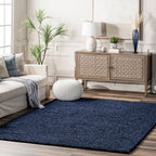 Plush Solid Shaggy Rug | Navy