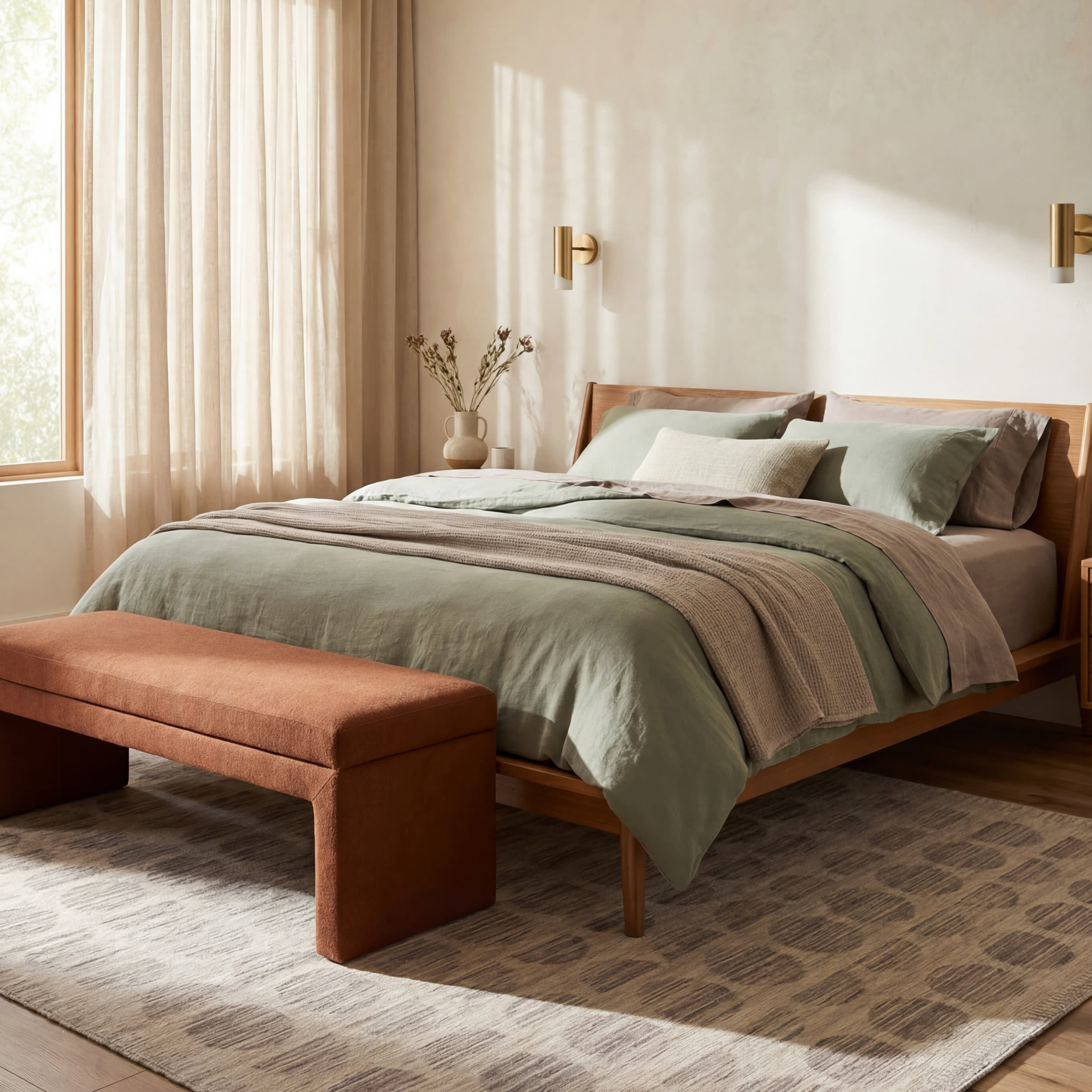 Nouran Modern Geometric Washable Rug | Brown