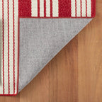 Abby Ticking Machine Washable Rug | Red