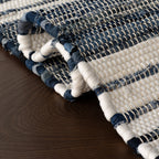 Diora Denim Bohemian Striped Rug | White