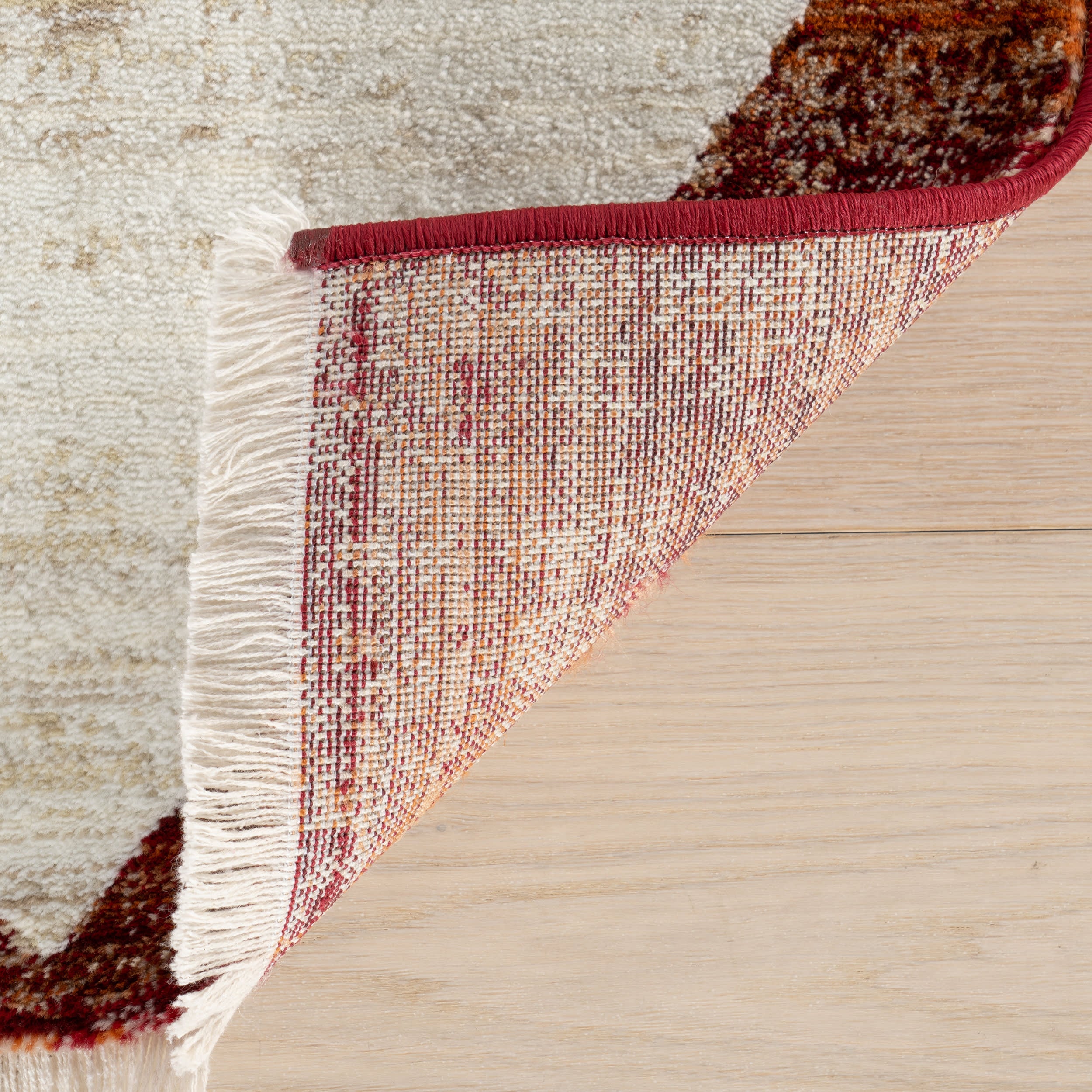 Vanni Checkered Fringed Rug | Red