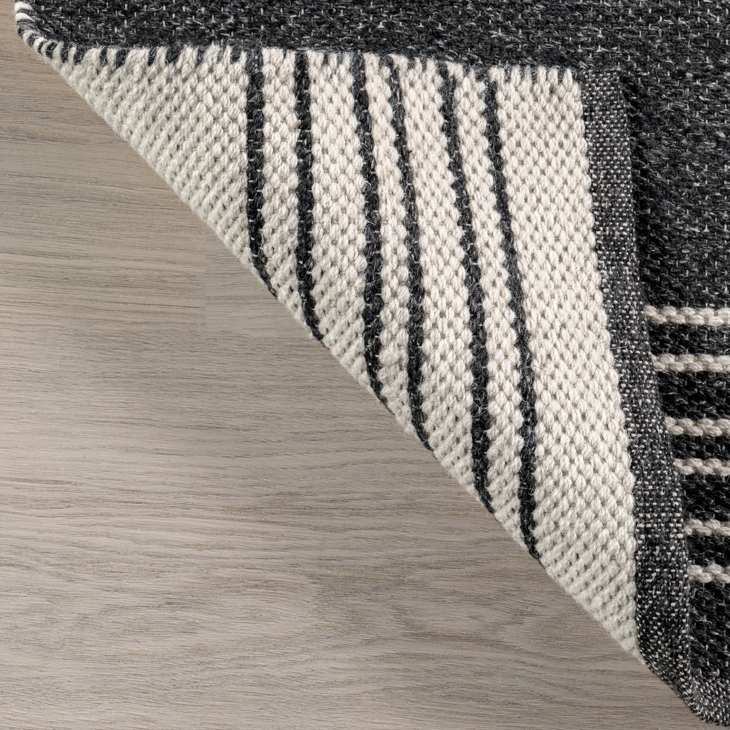 Birchwood Reversible Striped Wool Rug | Dark Grey