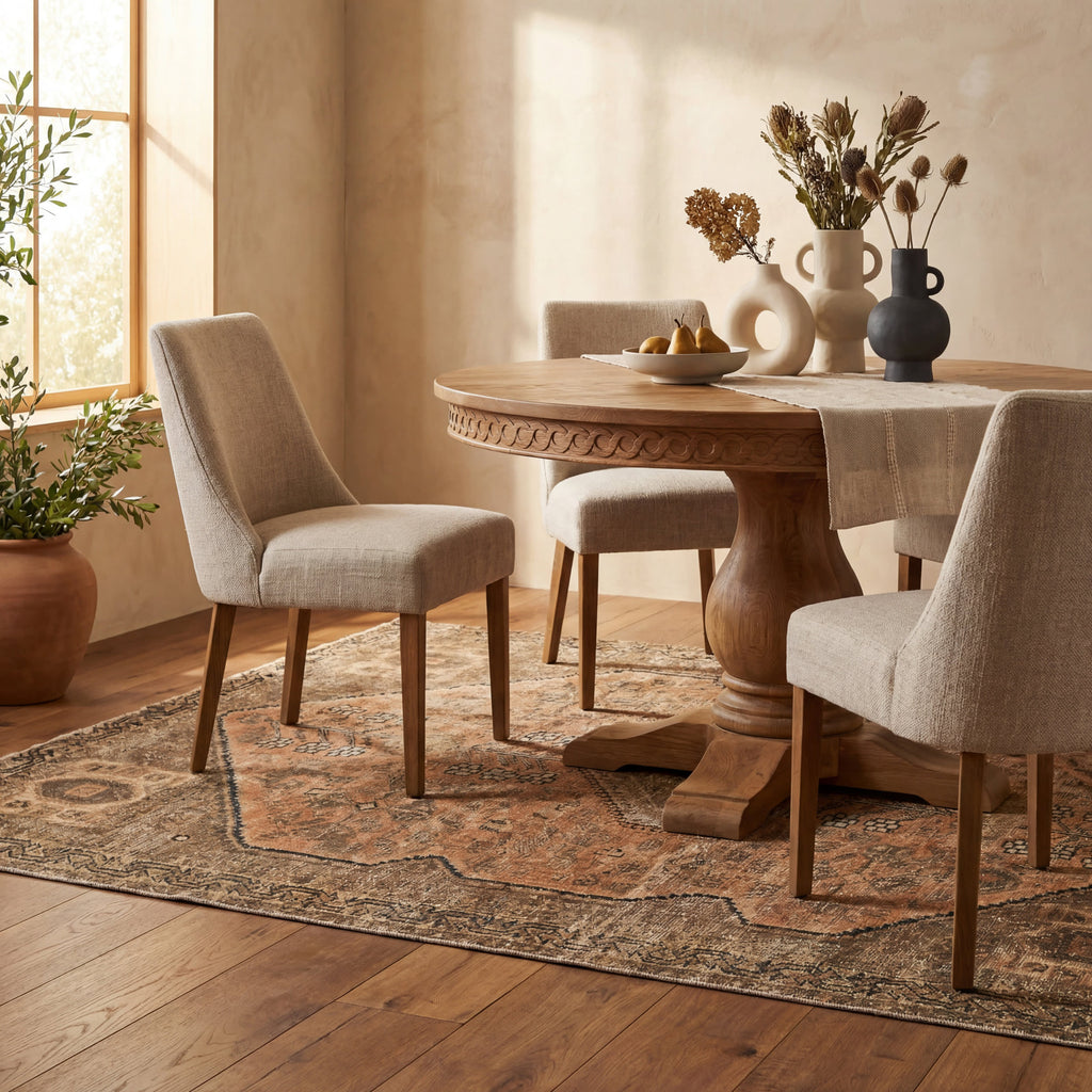 Marth Medallion Washable Rug | Brown