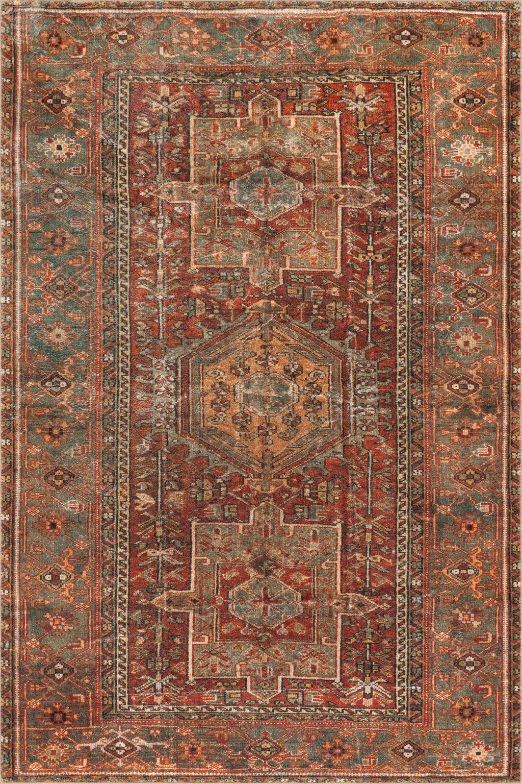 Maid Medallion Washable Rug | Red