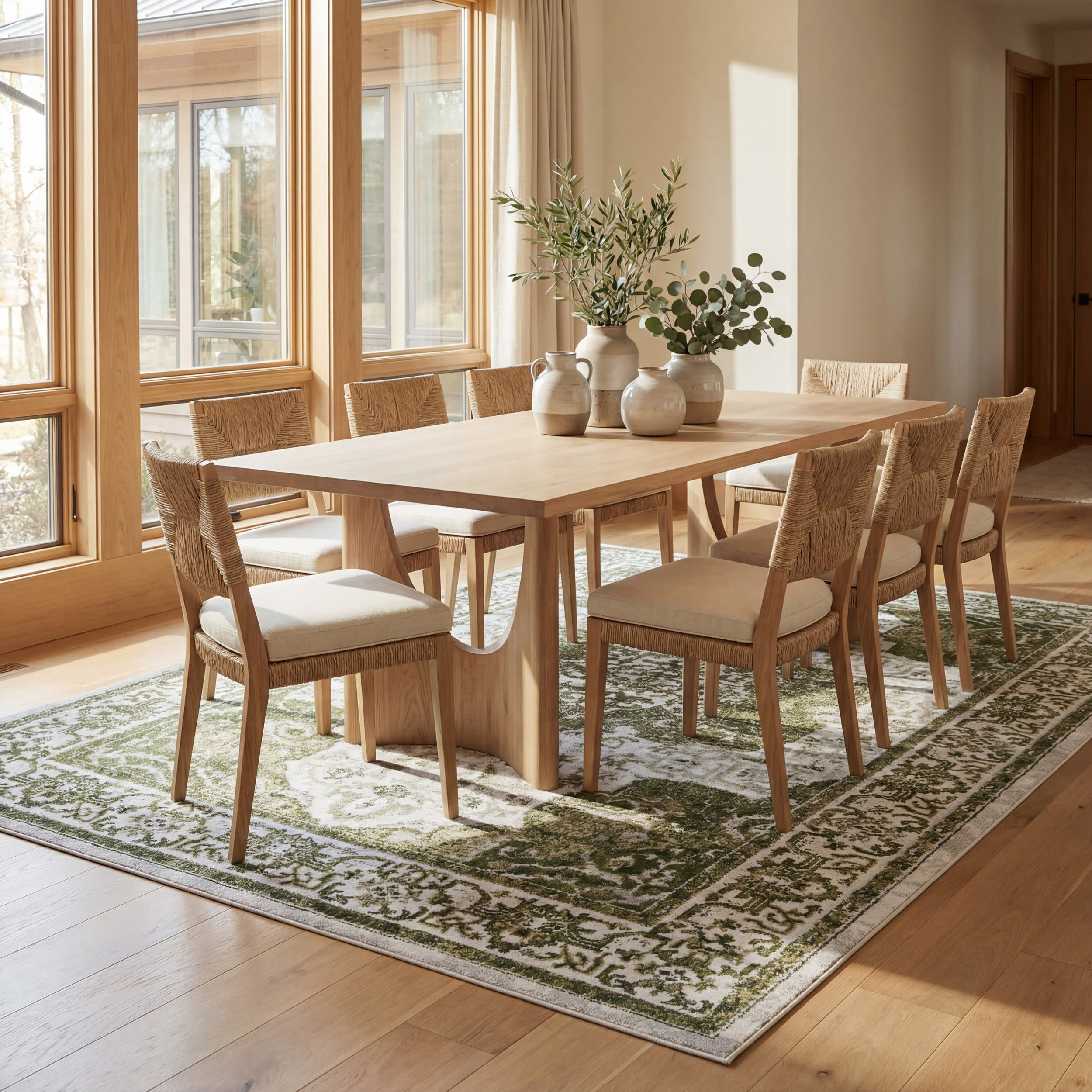Charlisa Washable Faded Snowflake Rug | Green