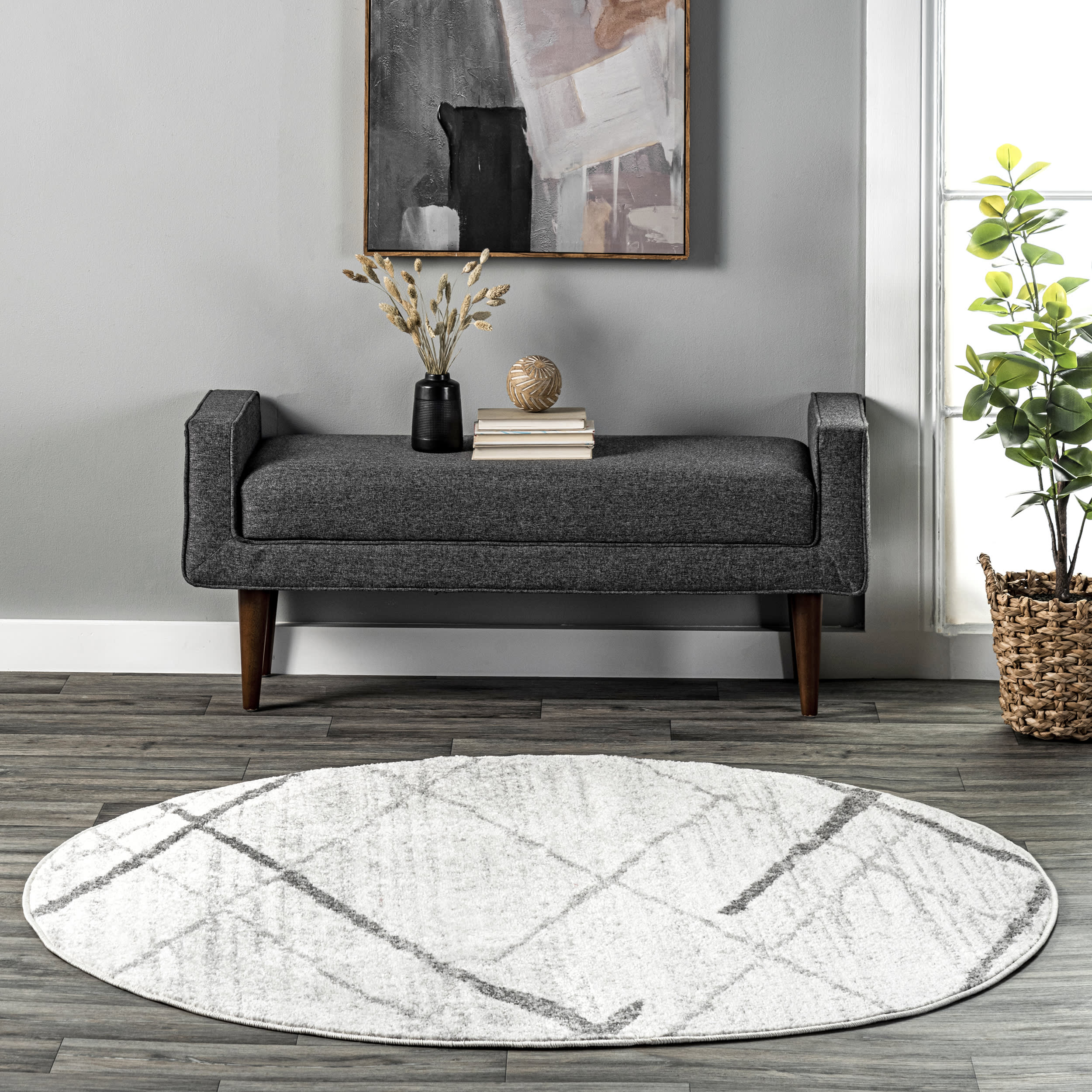 Broken Lattice Rug | Grey