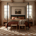 Calina Modern Checkered Indoor Wool Rug | Golden Tan