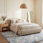 Kinice Traditional Floral Washable Rug | Dark Blue