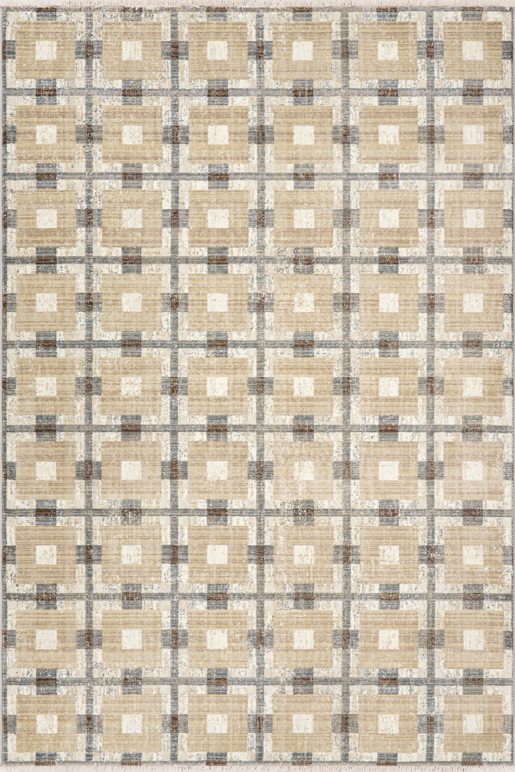 Sorelle Modern Plaid Rug | Beige