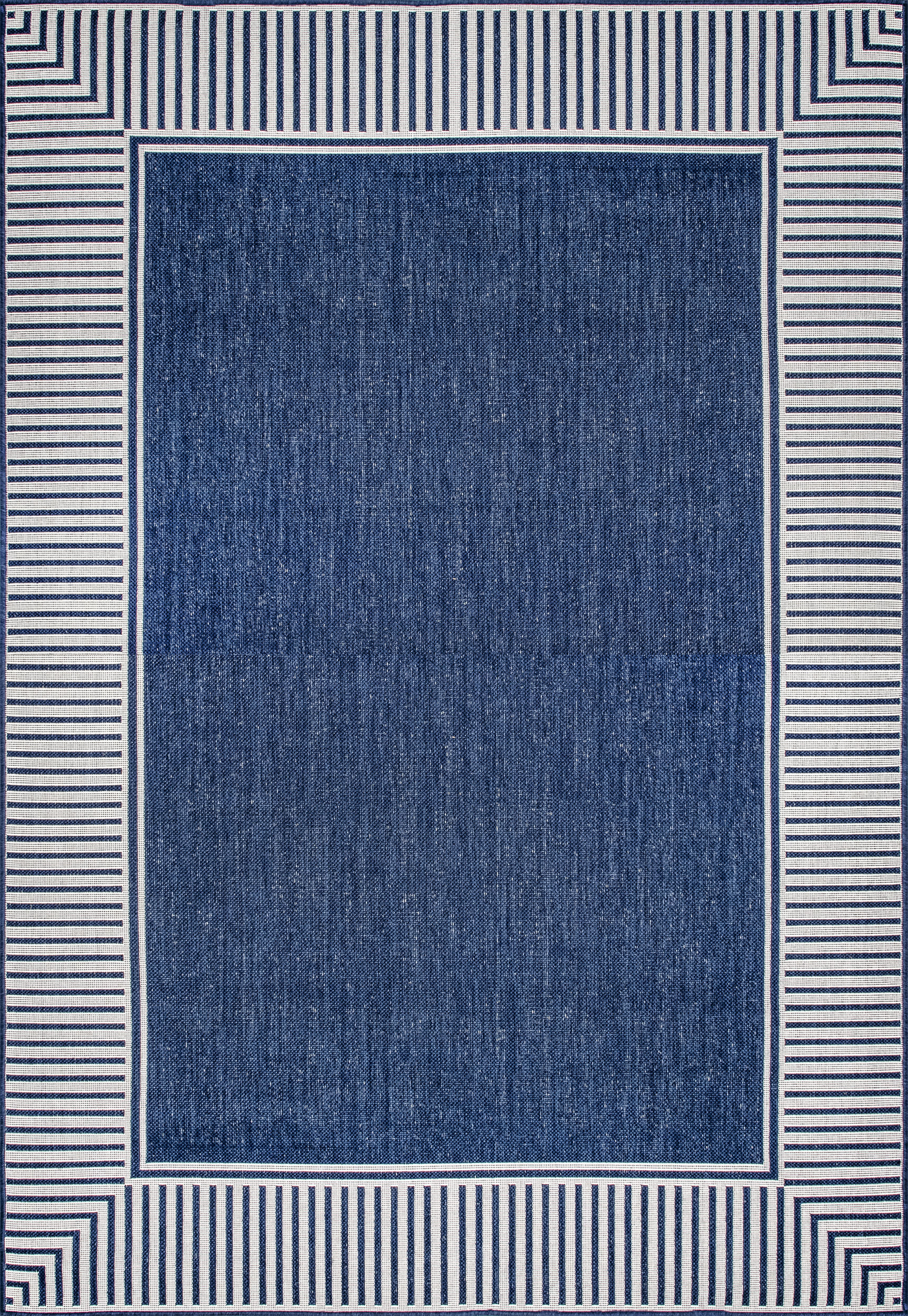 Striped Border Indoor/Outdoor Flatweave Rug | Navy Main image