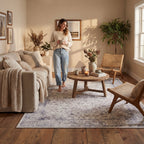 Clanese Oriental and Persian Washable Rug | Grey