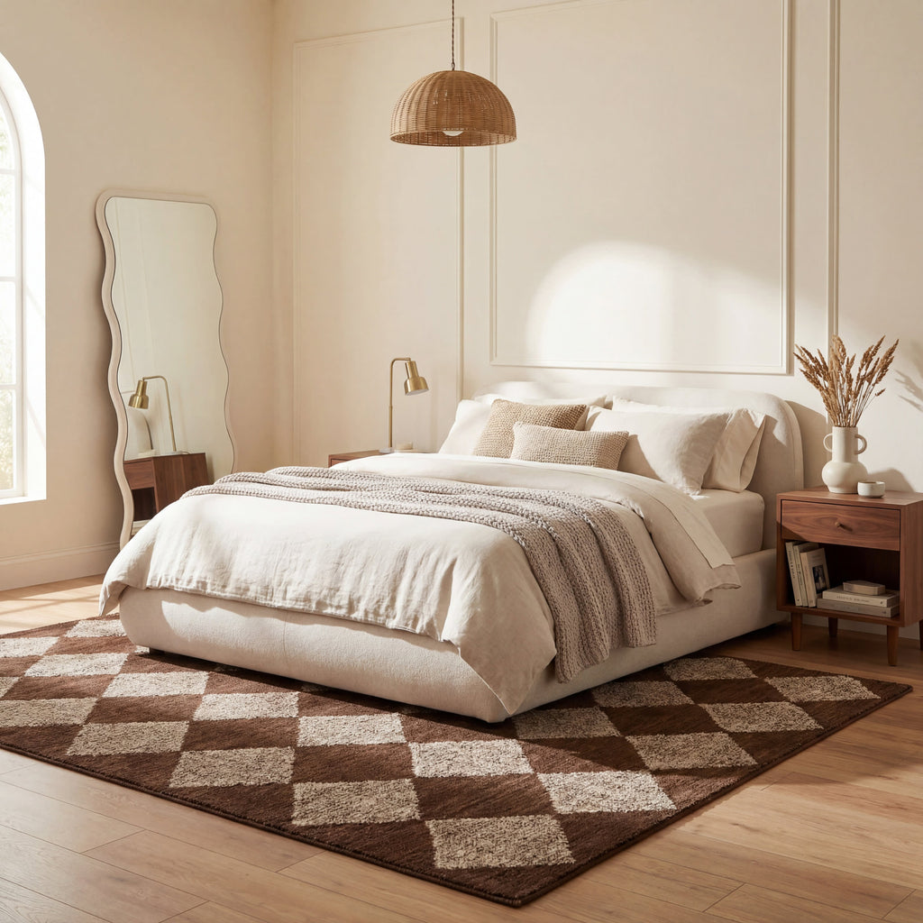 Tova Tufted Diamond Rug | Light Brown