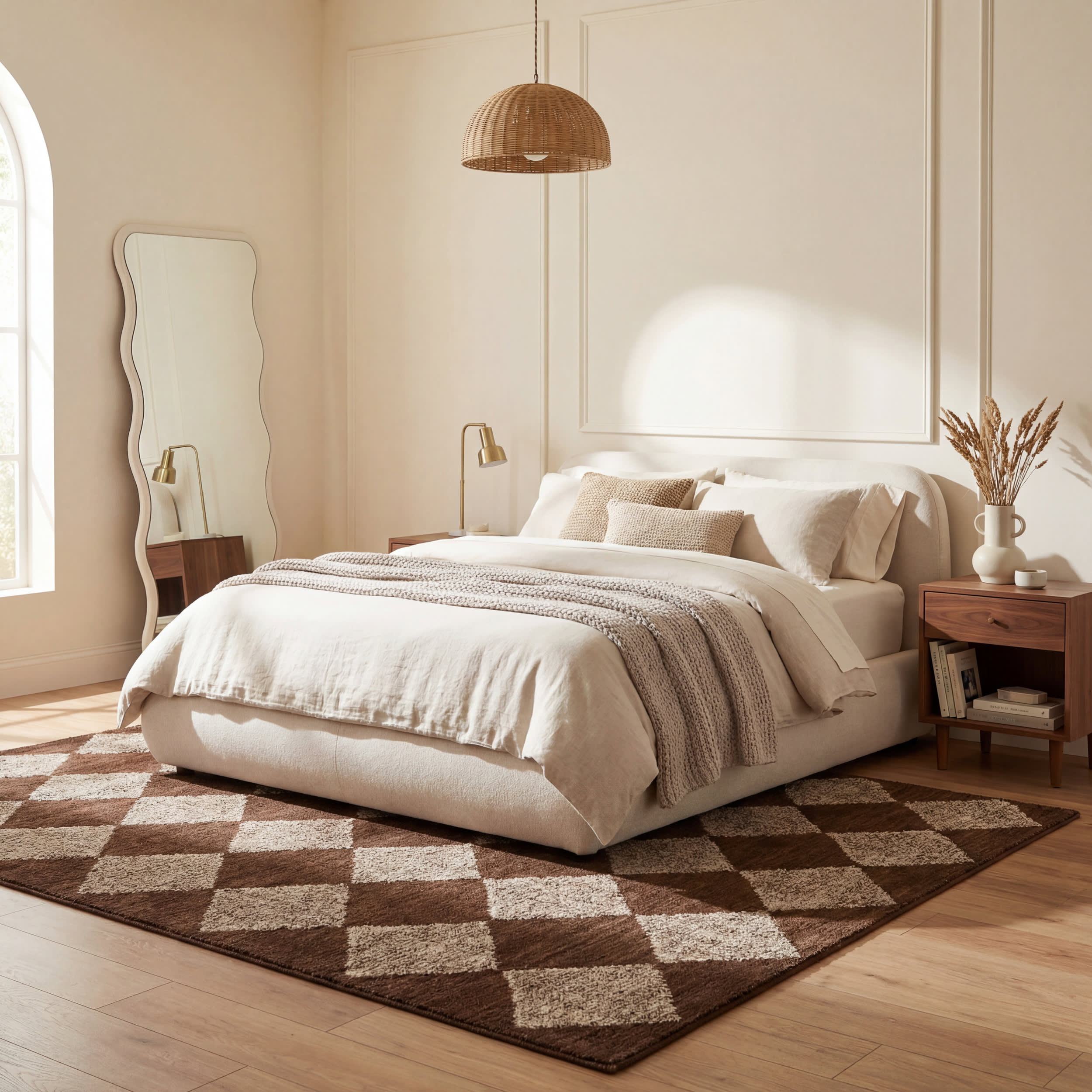 Tova Tufted Diamond Rug | Light Brown