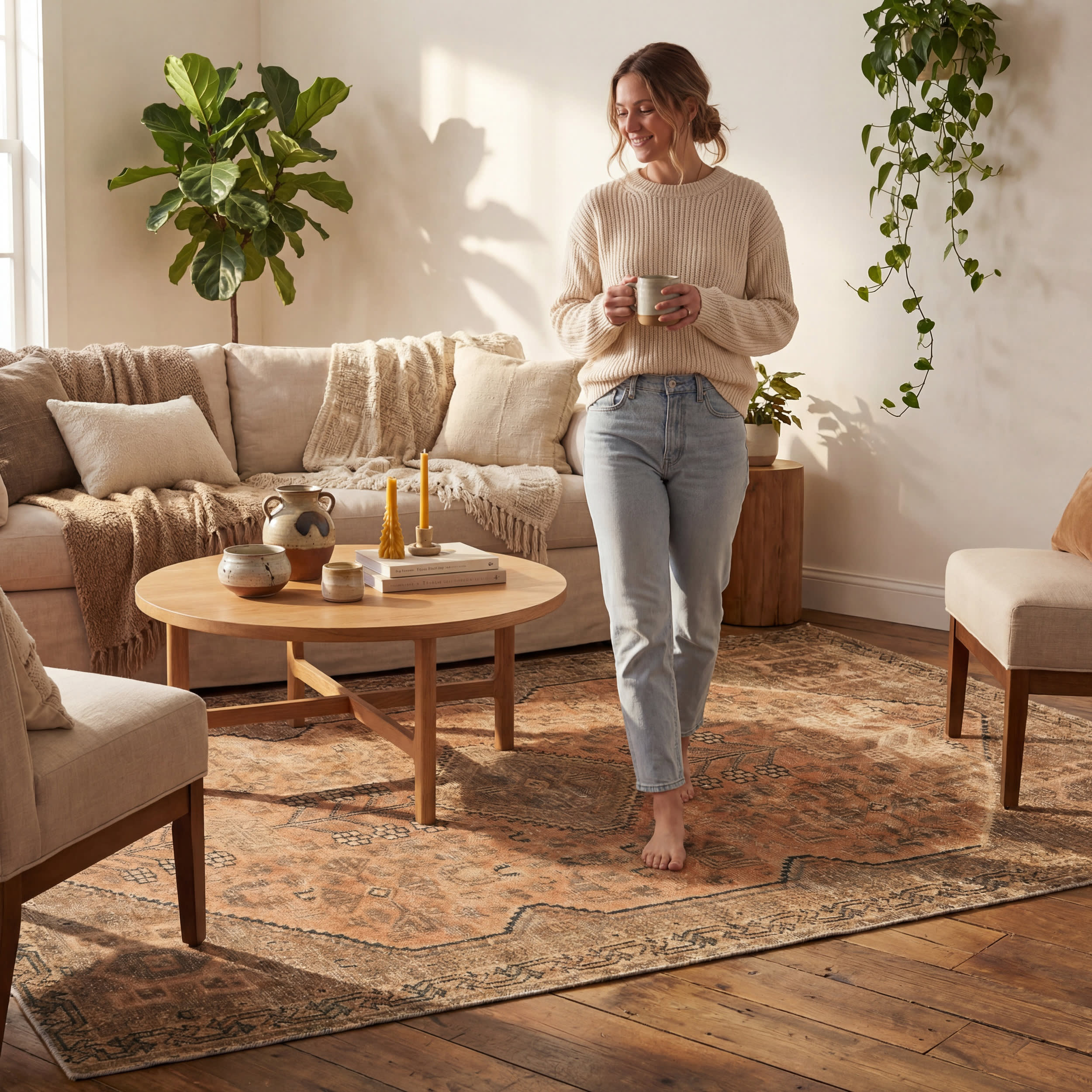Marth Medallion Washable Rug | Brown