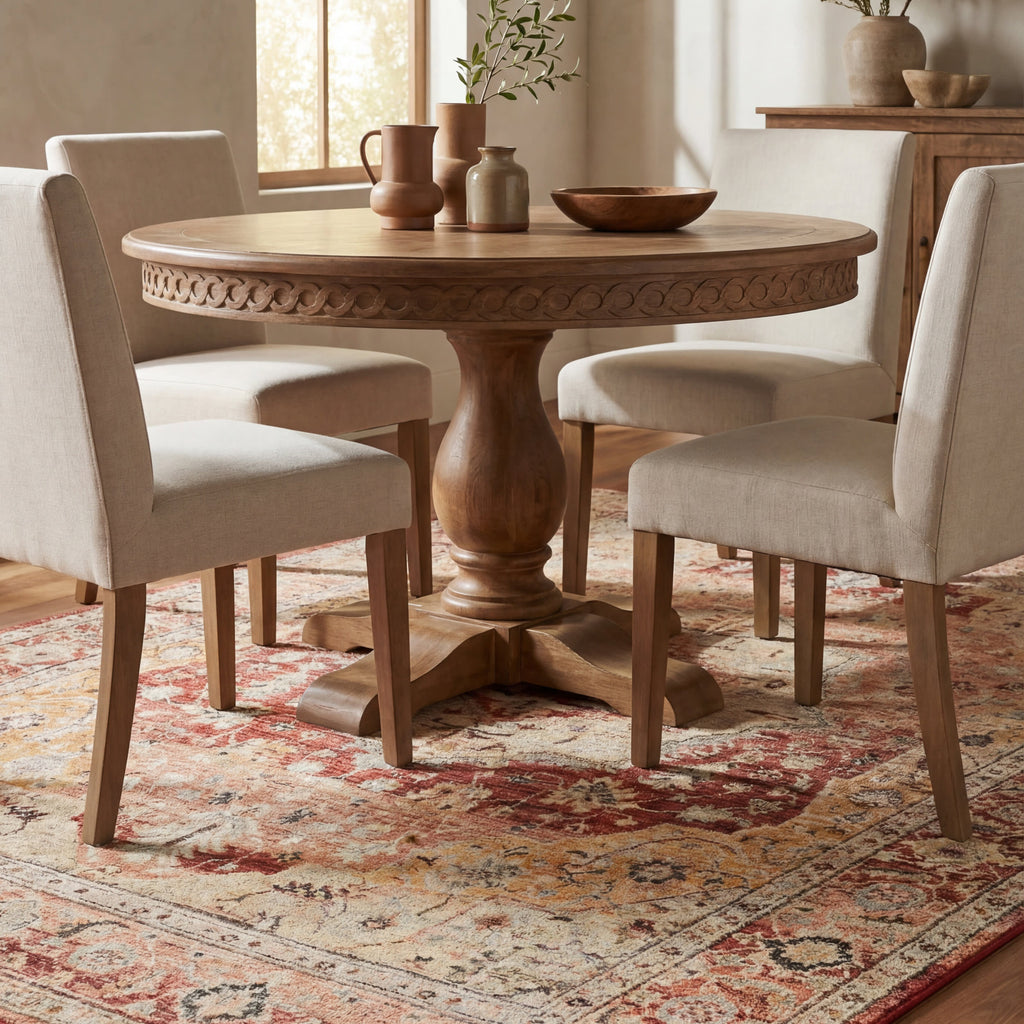 Elarin Traditional Medallion Washable Rug | Red