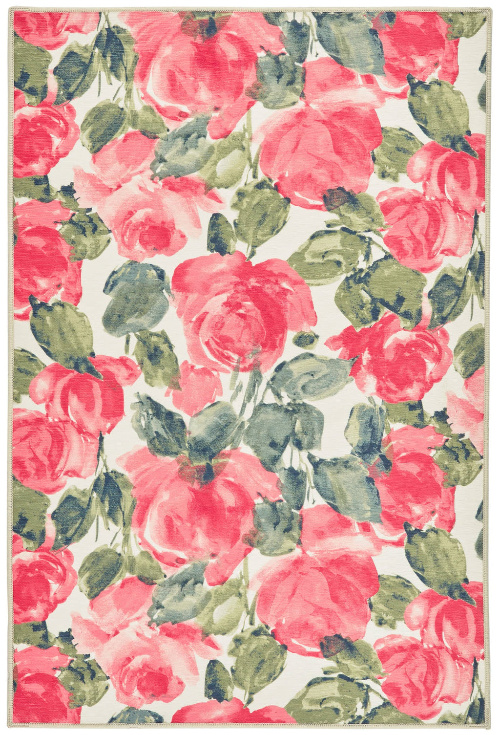 Pretty Peonies Machine Washable Rug | Multi