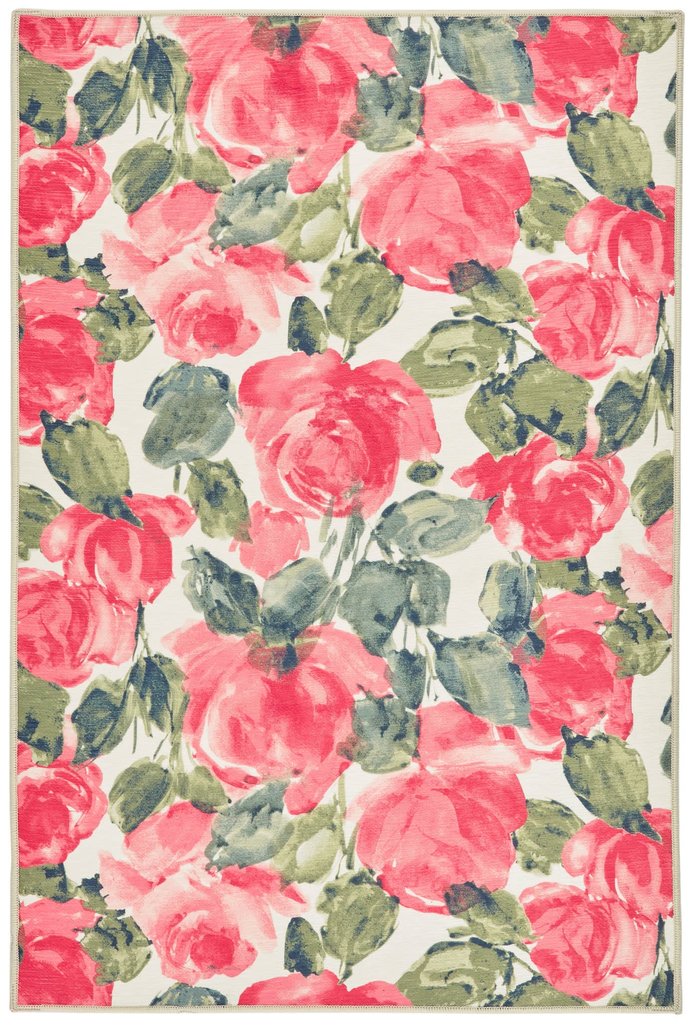 Pretty Peonies Machine Washable Rug | Multi