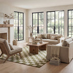 Calina Modern Checkered Indoor Wool Rug | Green