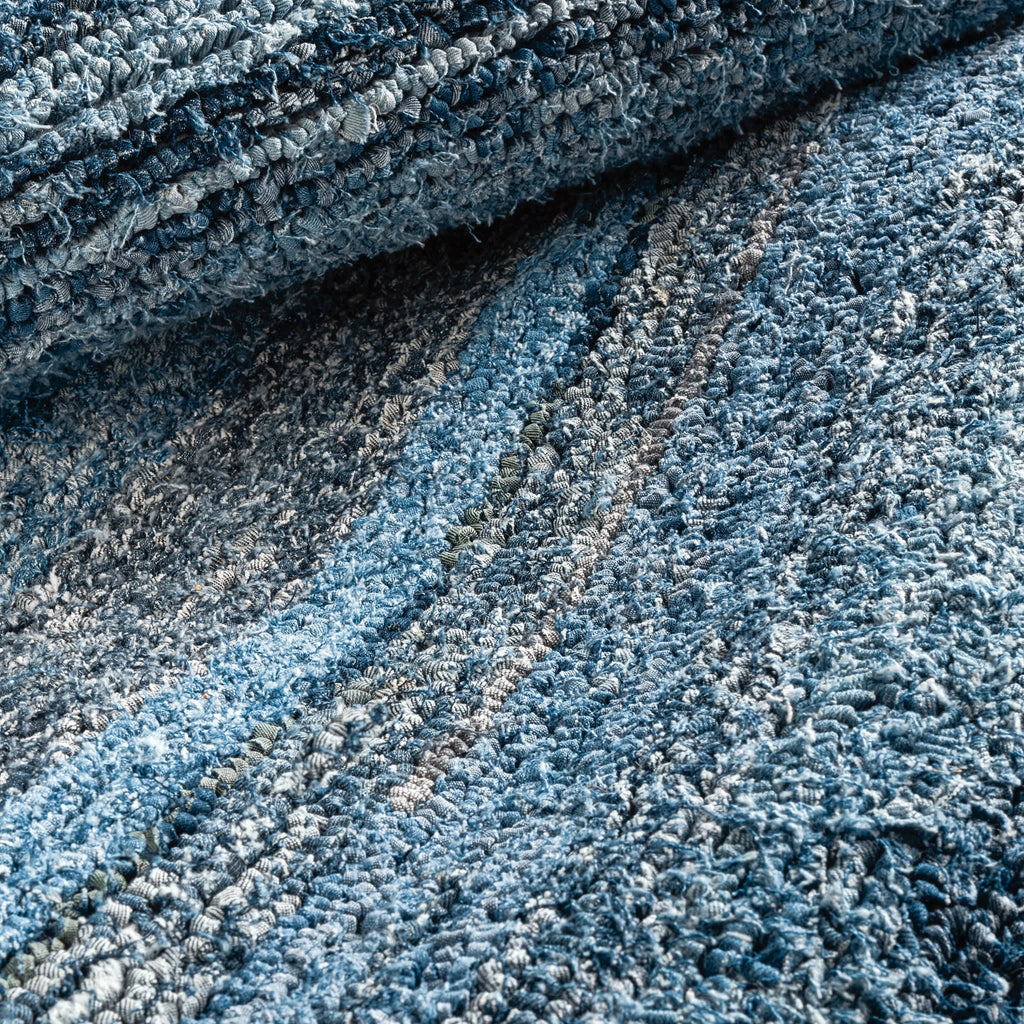 Denim Chindi Hand Hooked Cotton Rug | Blue