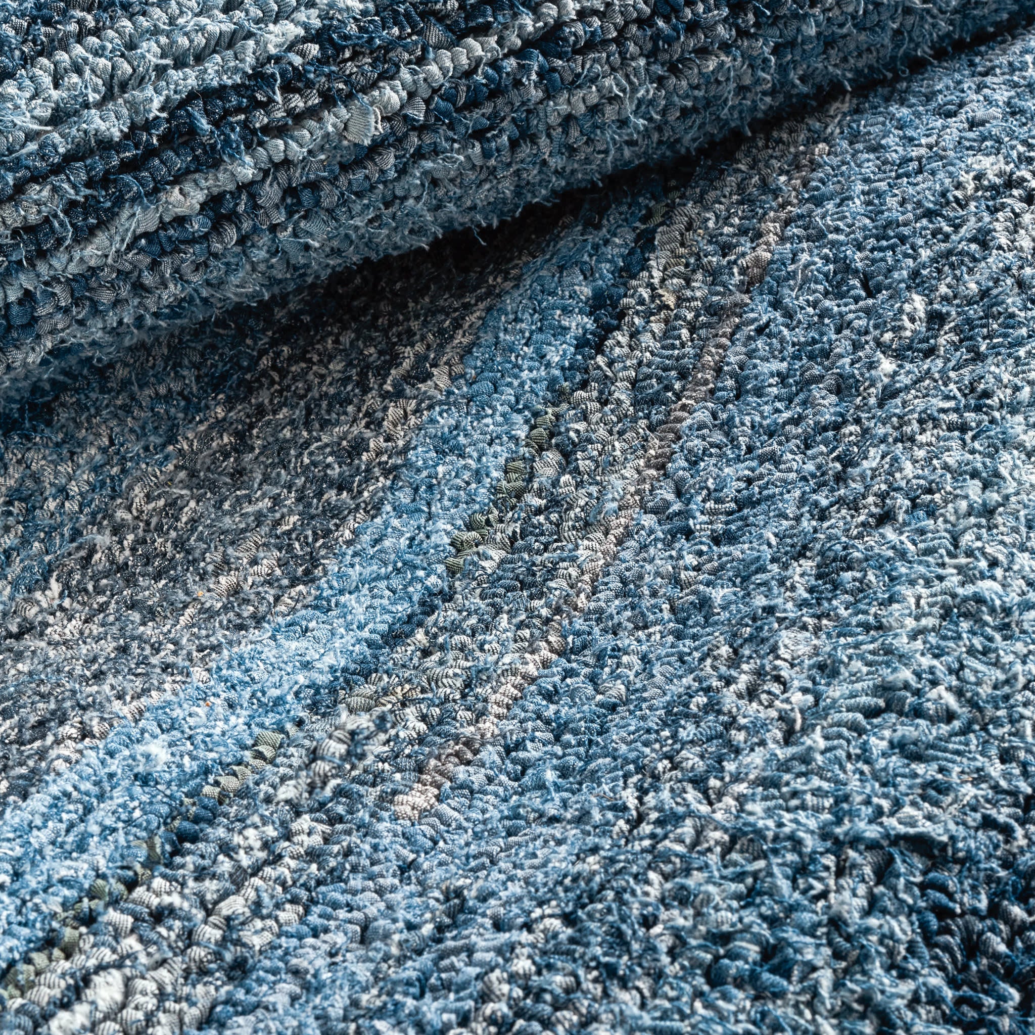 Denim Chindi Hand Hooked Cotton Rug | Blue