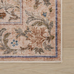 Sinikse Floral and Paisley Washable Rug | Peach
