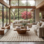 Ivana Checkered Plush Cloud Washable Rug | Beige