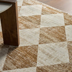 Vanni Checkered Fringed Rug | Tan