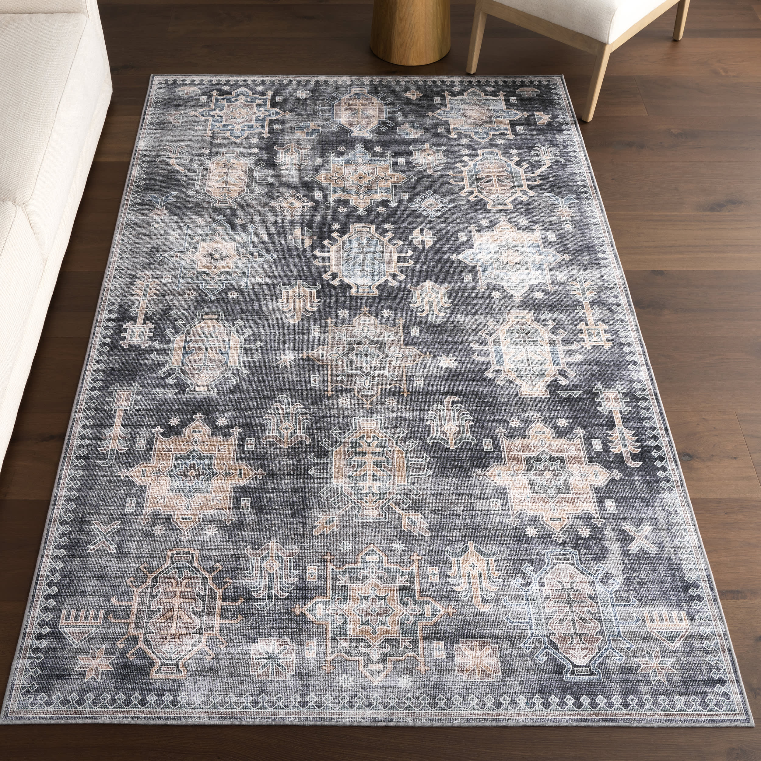 Araya Spill Proof Washable Rug | Charcoal Secondary image