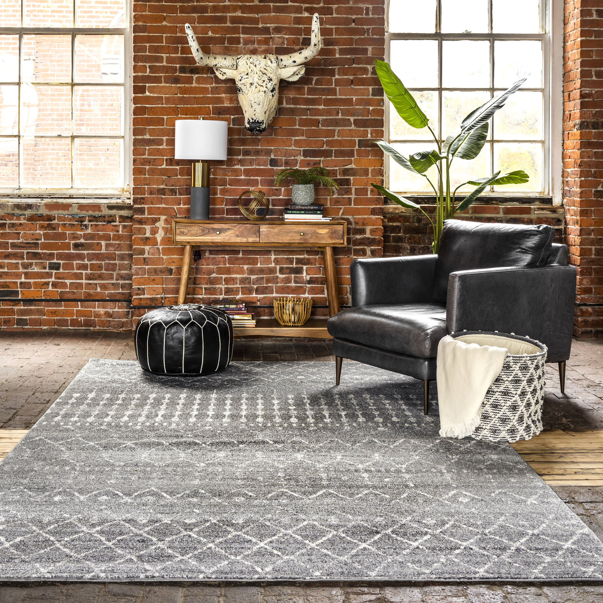 Moroccan Trellis Rug | Dark Grey