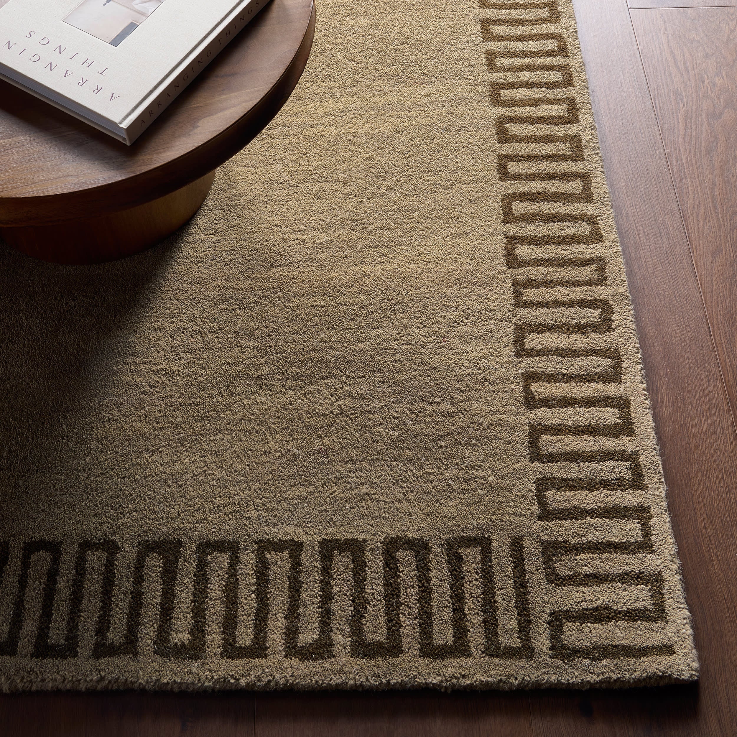 Taya Modern Bordered Rug | Olive