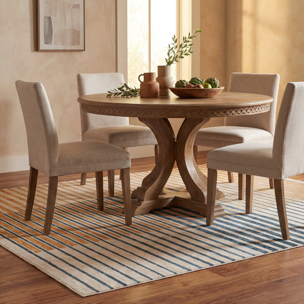 Mauzi Modern Striped Washable Rug | Golden
