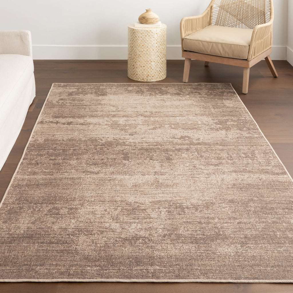 Evelina Vintage Solid Washable Rug | Brown
