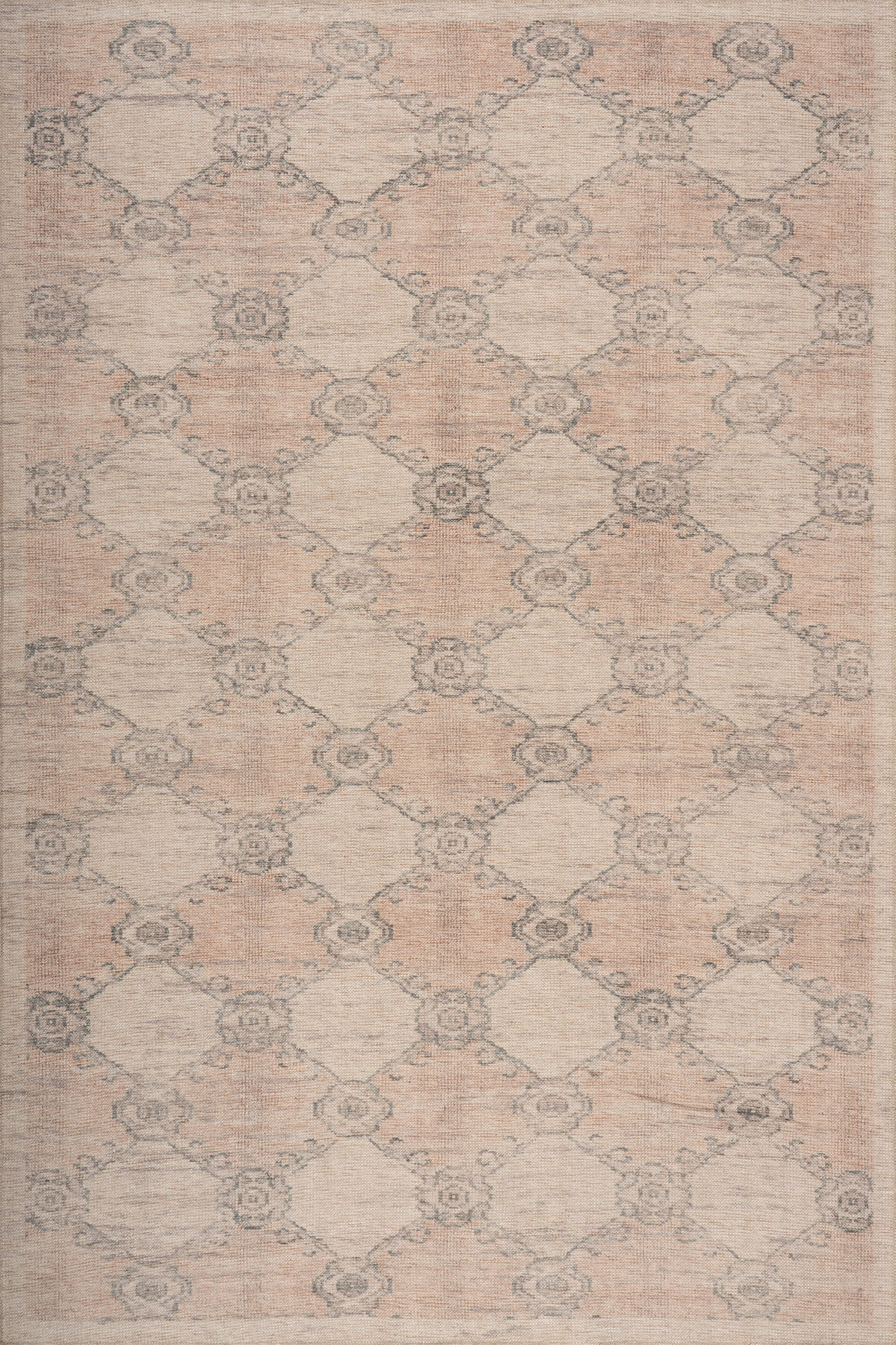 Sahi Traditional Diamond Washable Rug | Peach Image principale du produit