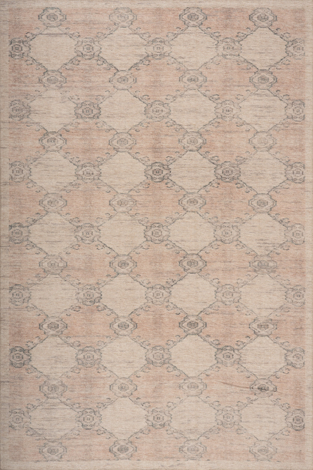 Sahi Traditional Diamond Washable Rug | Peach