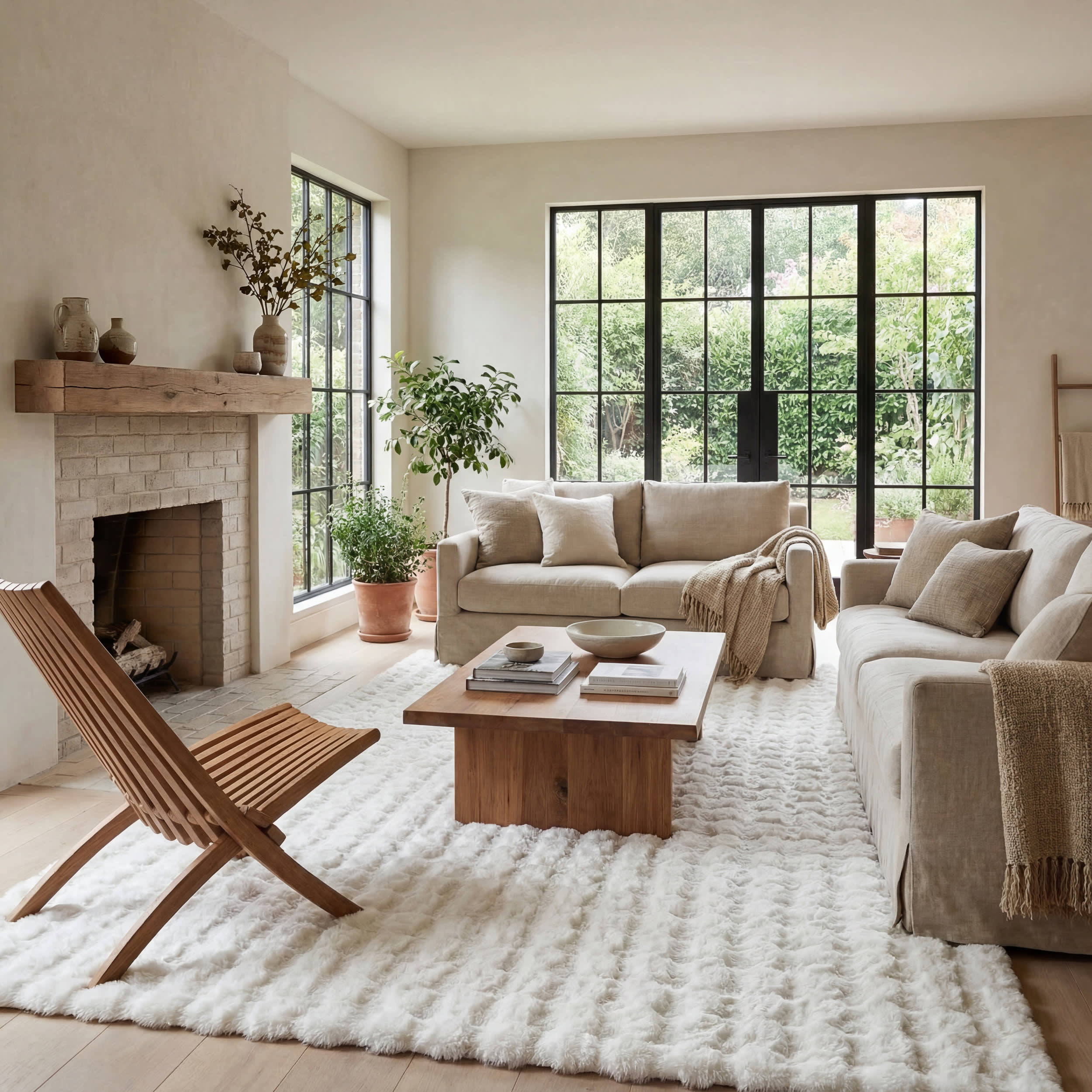 Ivana Checkered Plush Cloud Washable Rug | Off White Secondary image