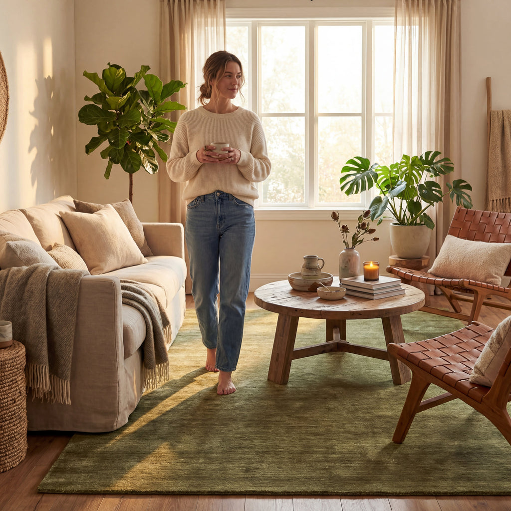 Arrel Speckled Wool-Blend Rug | Verdant Green