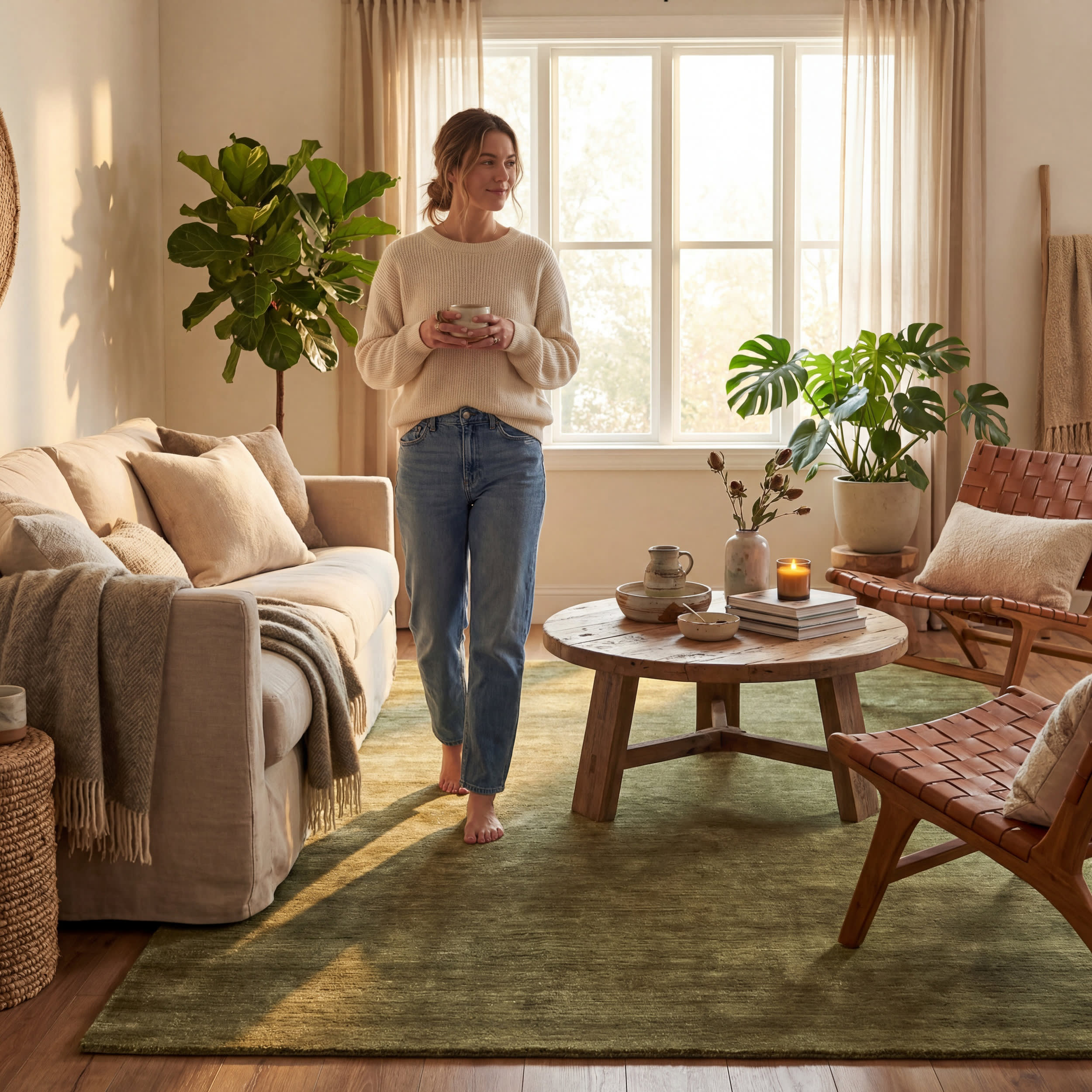 Arrel Speckled Wool-Blend Rug | Verdant Green