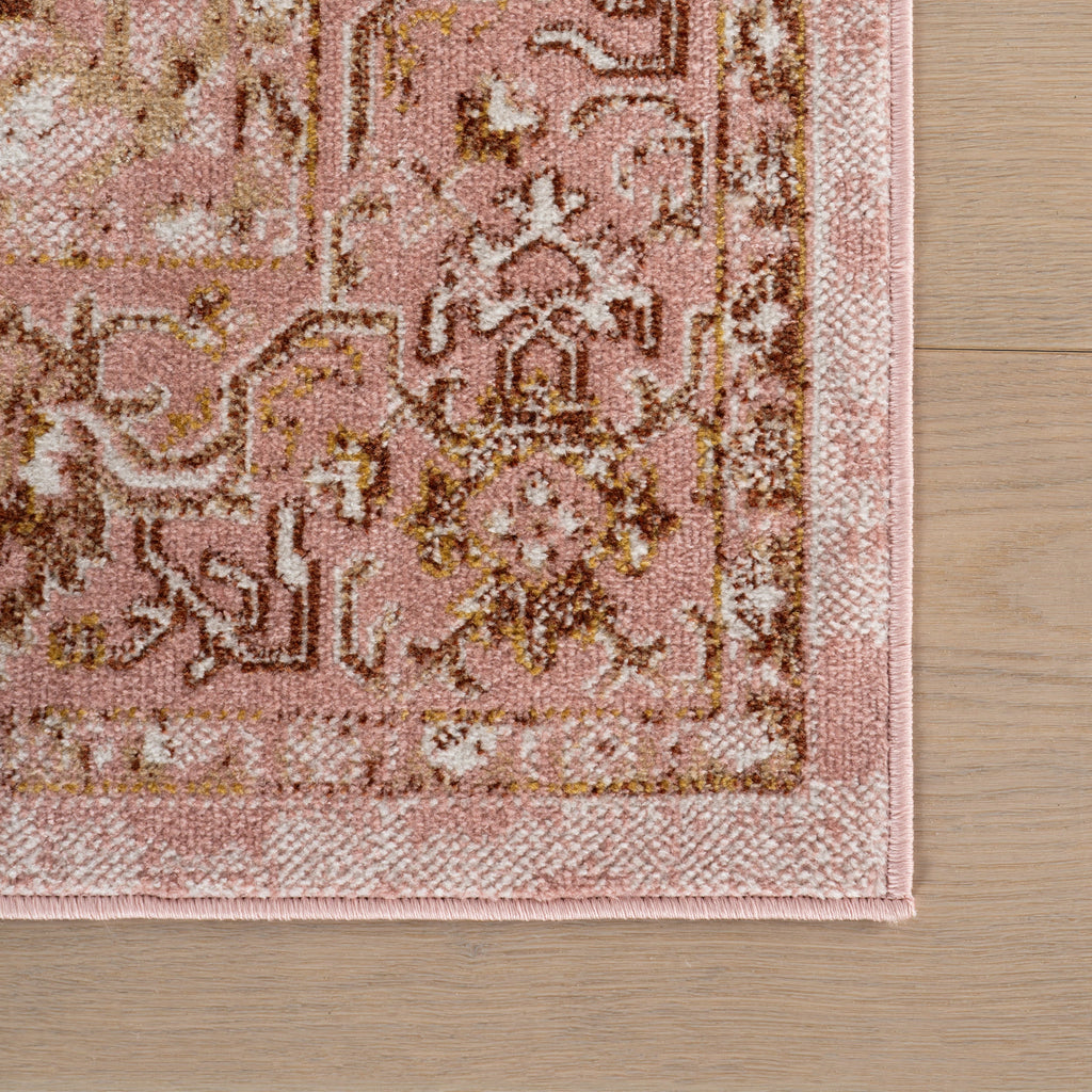 Lianna Washable Vines Rug | Pink